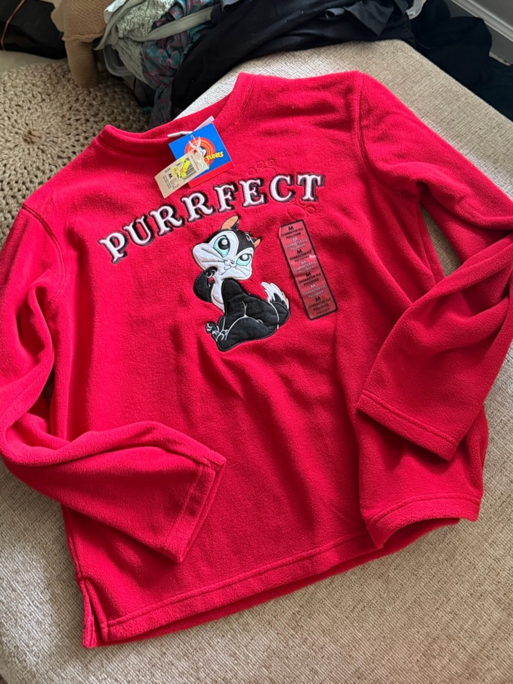 Vintage Looney Tunes Warner Brothers Character Pullovever Fleece Sweater Medium